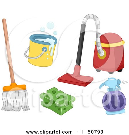 Cartoon of Cleaning Items - Royalty Free Vector Clipart by BNP Design Studio