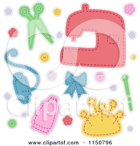 Cartoon of Sewing Design Elements - Royalty Free Vector Clipart by BNP Design Studio
