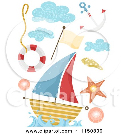 Cartoon of Nautical Design Elements - Royalty Free Vector Clipart by BNP Design Studio
