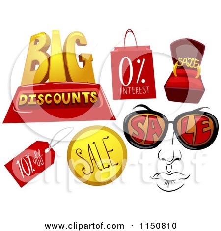Cartoon of Discount and Sale Design Elements - Royalty Free Vector Clipart by BNP Design Studio