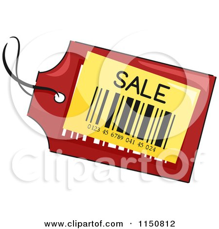 Cartoon of a Red and Yellow Sale Price Tag - Royalty Free Vector Clipart by BNP Design Studio