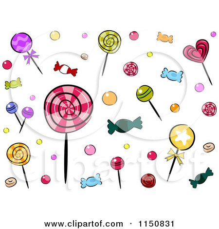Cartoon of a Background of Candies - Royalty Free Vector Clipart by BNP Design Studio