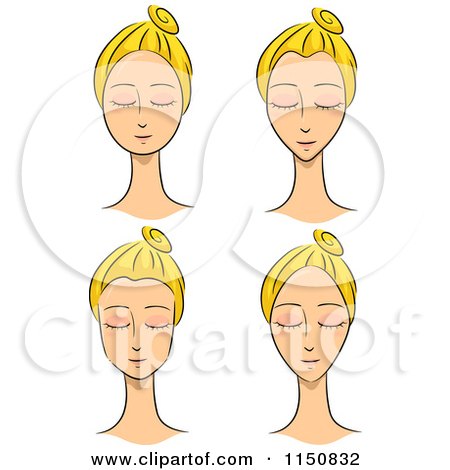 Cartoon of Blond Women with Different Face Shapes - Royalty Free Vector Clipart by BNP Design Studio
