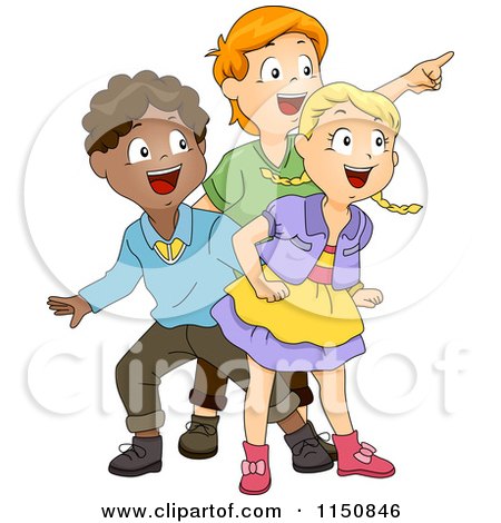 Cartoon of Excited Children Looking at Something - Royalty Free Vector Clipart by BNP Design Studio