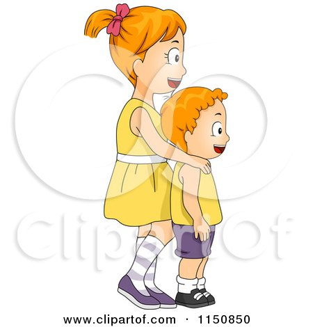 Cartoon of a Big Sister and Little Brother Looking Right - Royalty Free  Vector Clipart by BNP Design Studio #1150850