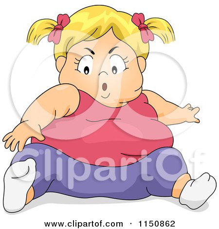 Cartoon of a Chubby Blond Girl Trying to Reach Her Toes - Royalty Free Vector Clipart by BNP Design Studio
