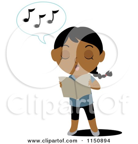 Cartoon of a Blond Girl Holding a Book and Singing - Royalty Free Vector Clipart by Rosie Piter