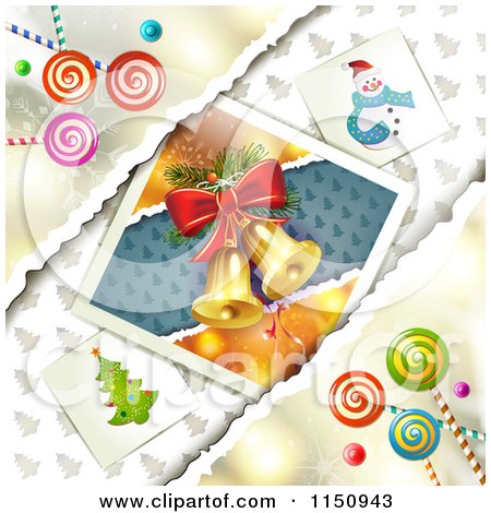 Clipart of a Christmas Candy Background with Bells - Royalty Free Vector Clipart by merlinul