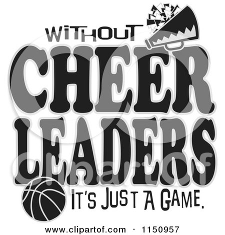 Cartoon of Without Cheerleaders Its Just a Game Text with a Basketball - Royalty Free Vector Clipart by Johnny Sajem
