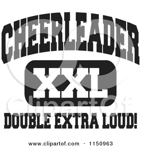 Cartoon of Black and White Cheerleader Xxl Double Extra Loud Text - Royalty Free Vector Clipart by Johnny Sajem