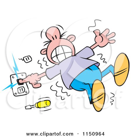 Cartoon of a Man Having a Shocking Experience - Royalty Free Vector Clipart by Johnny Sajem