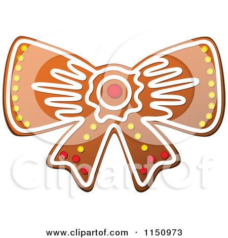 Clipart of a Christmas Bow Gingerbread Cookie - Royalty Free Vector Clipart by Vector Tradition SM