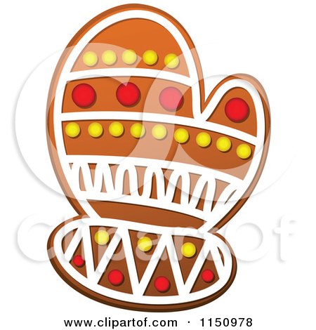 Clipart of a Christmas Mitten Gingerbread Cookie - Royalty Free Vector Clipart by Vector Tradition SM