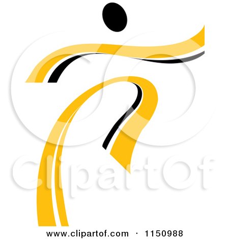 Clipart of a Dancing Yellow Person - Royalty Free Vector Clipart by Vector Tradition SM