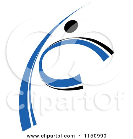 Clipart of a Dancing Blue Person - Royalty Free Vector Clipart by Vector Tradition SM