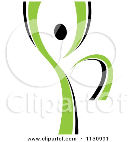 Clipart of a Dancing Green Person 2 - Royalty Free Vector Clipart by Vector Tradition SM