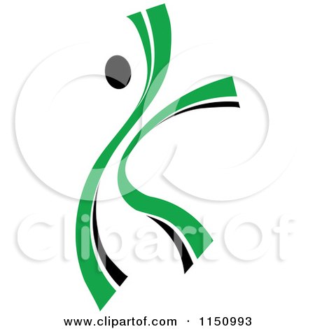 Clipart of a Dancing Green Person - Royalty Free Vector Clipart by Vector Tradition SM