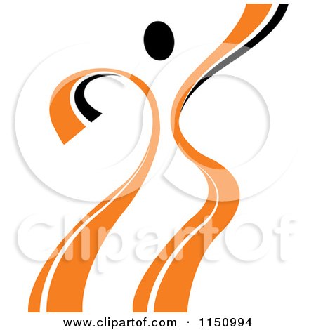 Clipart of a Dancing Orange Person - Royalty Free Vector Clipart by Vector Tradition SM