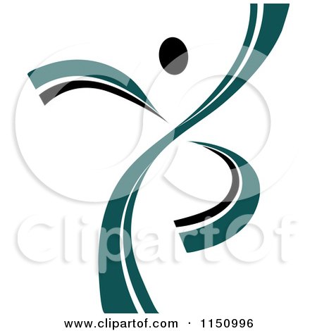 Clipart of a Dancing Teal Person - Royalty Free Vector Clipart by Vector Tradition SM