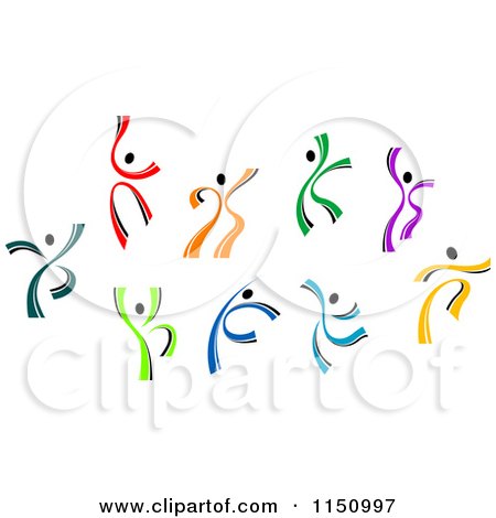 Clipart of Dancing Colorful People - Royalty Free Vector Clipart by Vector Tradition SM