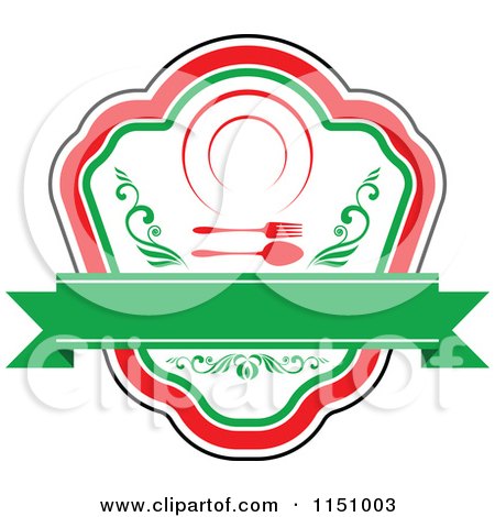 Clipart of a Red and Green Restaurant Cafe or Diner Logo 4 - Royalty Free Vector Clipart by Vector Tradition SM