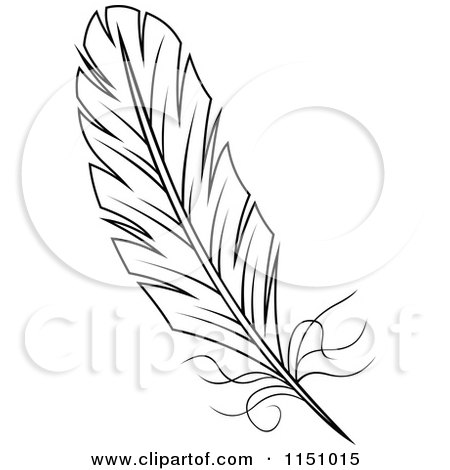 Clipart of a Black and White Feather 5 - Royalty Free Vector Clipart by Vector Tradition SM