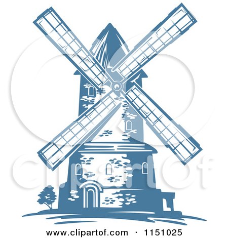 Clipart of a Blue Windmill - Royalty Free Vector Clipart by Vector Tradition SM