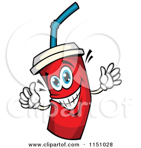 Clipart of a Happy Red Fountain Drink Cup Mascot - Royalty Free Vector Clipart by Vector Tradition SM