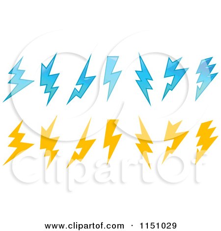 Clipart of Blue and Yellow Lightning Bolts - Royalty Free Vector Clipart by Vector Tradition SM
