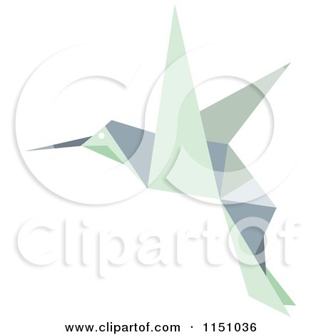 Clipart of a Pastel Origami Hummingbird - Royalty Free Vector Clipart by Vector Tradition SM