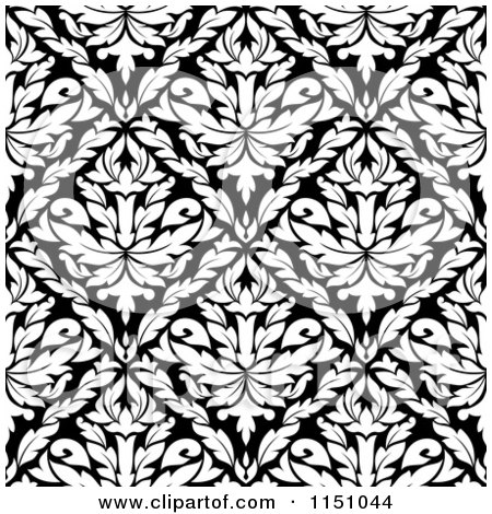 Clipart of a Black and White Triangular Damask Pattern Seamless Background 27 - Royalty Free Vector Clipart by Vector Tradition SM