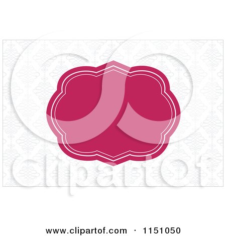Clipart of a Pink Invitation Frame over a Gray Swirl Pattern - Royalty Free Vector Clipart by BestVector