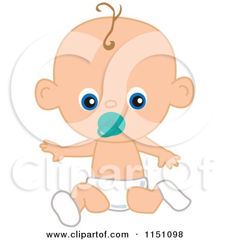 Cartoon of a Cute Baby Boy with a Pacifier - Royalty Free Vector Clipart by peachidesigns