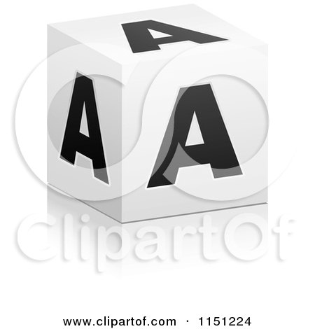 Clipart of a 3d Black and White Letter a Cube Box - Royalty Free Vector Clipart by Andrei Marincas