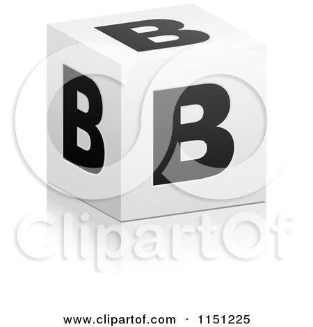 Clipart of a 3d Black and White Letter B Cube Box - Royalty Free Vector Clipart by Andrei Marincas