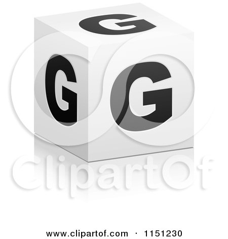 Clipart of a 3d Black and White Letter G Cube Box - Royalty Free Vector Clipart by Andrei Marincas
