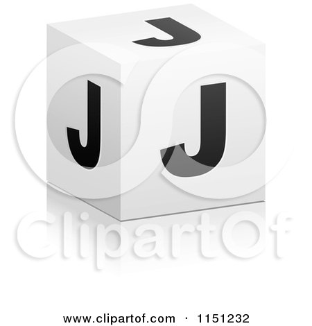 Clipart of a 3d Black and White Letter J Cube Box - Royalty Free Vector Clipart by Andrei Marincas