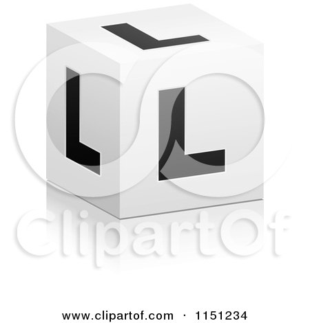 Clipart of a 3d Black and White Letter L Cube Box - Royalty Free Vector Clipart by Andrei Marincas