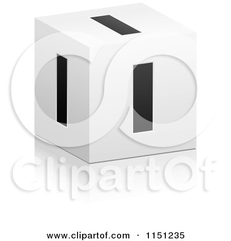 Clipart of a 3d Black and White Letter I Cube Box - Royalty Free Vector Clipart by Andrei Marincas