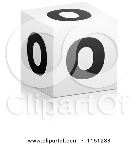 Clipart of a 3d Black and White Letter O Cube Box - Royalty Free Vector Clipart by Andrei Marincas