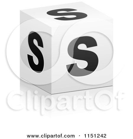 Clipart of a 3d Black and White Letter S Cube Box - Royalty Free Vector Clipart by Andrei Marincas