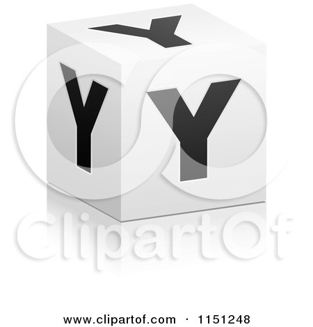 Clipart of a 3d Black and White Letter Y Cube Box - Royalty Free Vector Clipart by Andrei Marincas