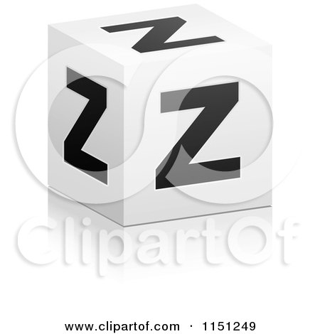 Clipart of a 3d Black and White Letter Z Cube Box - Royalty Free Vector Clipart by Andrei Marincas