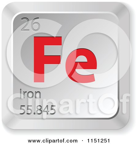 Clipart of a 3d Red and Silver Iron Chemical Element Keyboard Button - Royalty Free Vector Clipart by Andrei Marincas