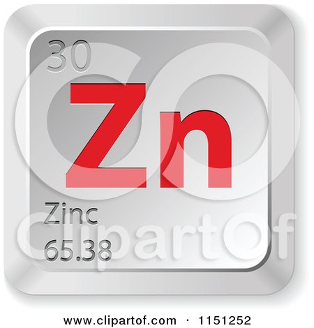Clipart of a 3d Red and Silver Zinc Chemical Element Keyboard Button - Royalty Free Vector Clipart by Andrei Marincas