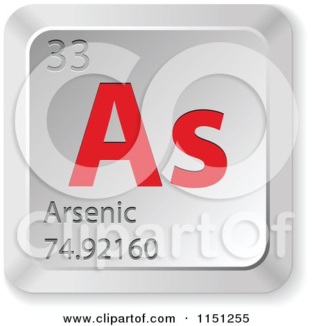 Clipart of a 3d Red and Silver Arsenic Chemical Element Keyboard Button - Royalty Free Vector Clipart by Andrei Marincas
