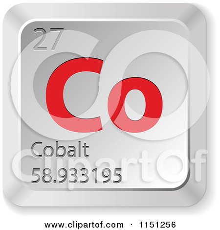 Clipart of a 3d Red and Silver Cobalt Chemical Element Keyboard Button - Royalty Free Vector Clipart by Andrei Marincas