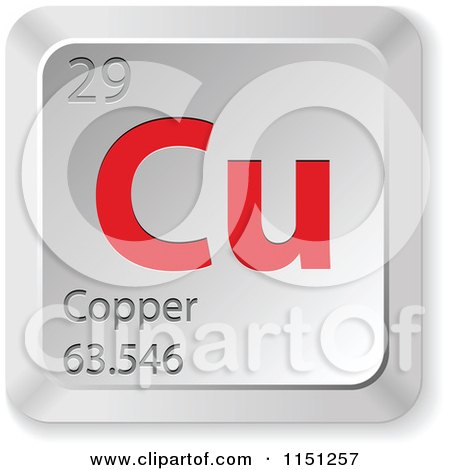 Clipart of a 3d Red and Silver Copper Chemical Element Keyboard Button - Royalty Free Vector Clipart by Andrei Marincas