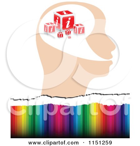 Clipart of an Information Head over Colors - Royalty Free Vector Clipart by Andrei Marincas