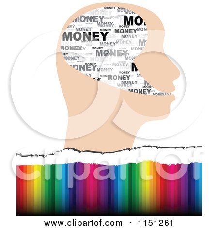 Clipart of a Money Head over Colors - Royalty Free Vector Clipart by Andrei Marincas